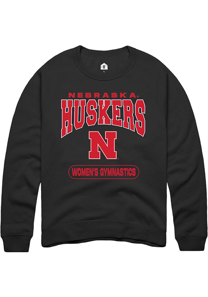 Nebraska Cornhuskers Mens Black Womens Gymnastics Long Sleeve Crew Sweatshirt