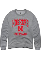 Nebraska Cornhuskers Mens Grey Rifle Long Sleeve Crew Sweatshirt