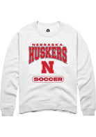 Nebraska Cornhuskers Mens White Soccer Long Sleeve Crew Sweatshirt