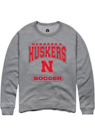 Nebraska Cornhuskers Mens Grey Soccer Long Sleeve Crew Sweatshirt