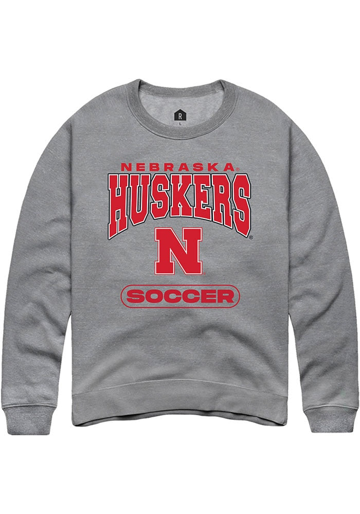 Nebraska Cornhuskers Mens Grey Soccer Long Sleeve Crew Sweatshirt