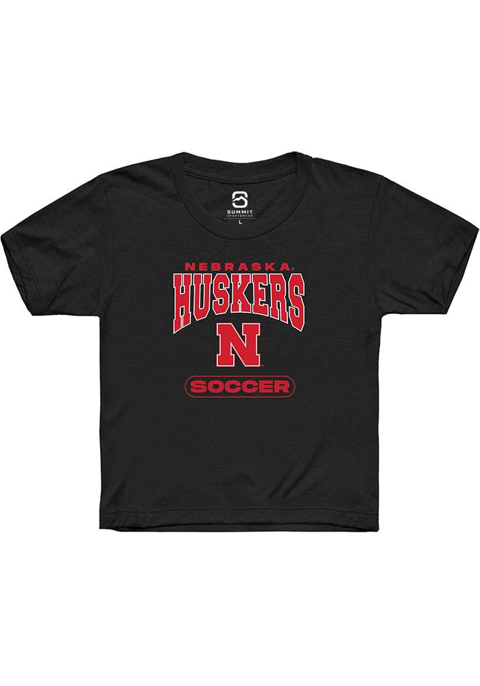 Nebraska Cornhuskers Youth Black Soccer Short Sleeve T-Shirt