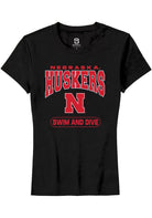 Nebraska Cornhuskers Womens Black Swim and Dive Short Sleeve T-Shirt