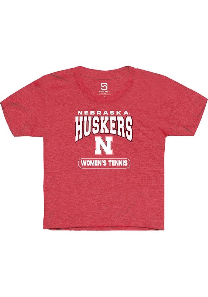 Nebraska Cornhuskers Youth Red Womens Tennis Short Sleeve T-Shirt