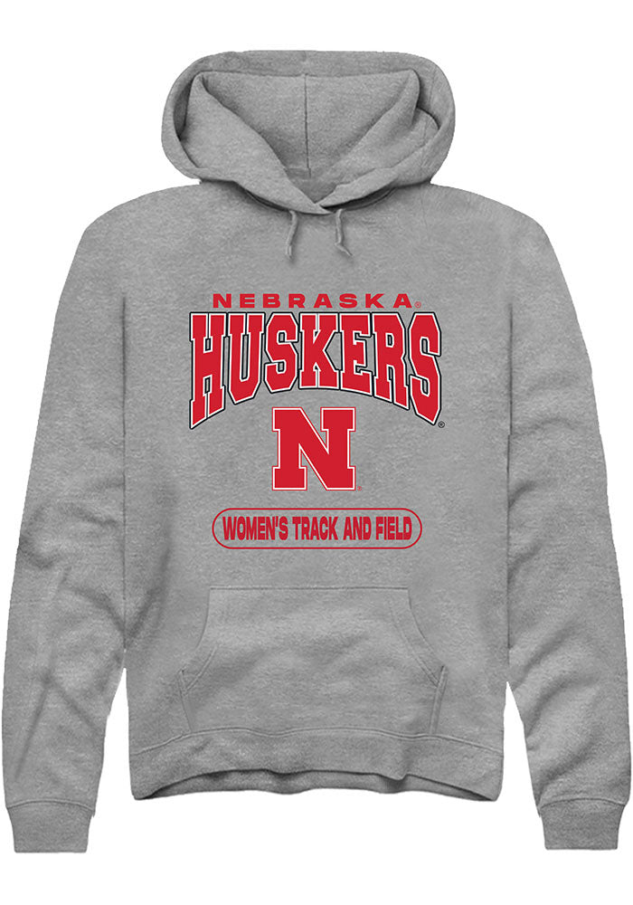 Nebraska Cornhuskers Mens Grey Womens Track and Field Long Sleeve Hoodie