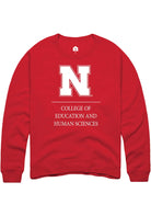 Nebraska Cornhuskers Mens Red College of Education and Human Sciences Long Sleeve Crew Sweatshirt