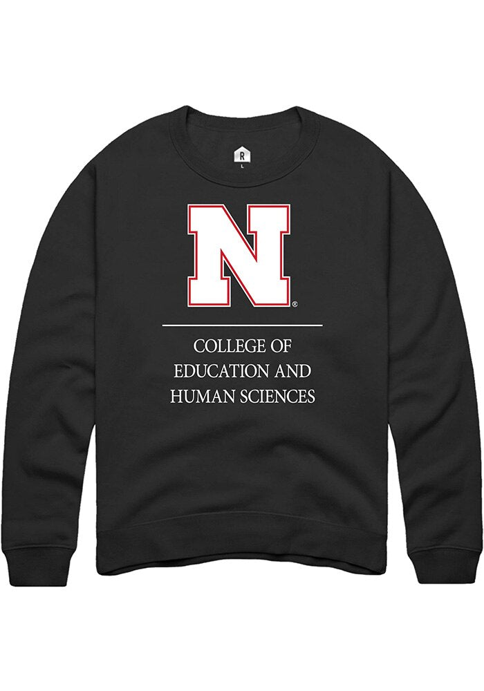 Nebraska Cornhuskers Mens Black College of Education and Human Sciences Long Sleeve Crew Sweatshirt