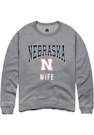 Nebraska Cornhuskers Mens Grey Wife Long Sleeve Crew Sweatshirt