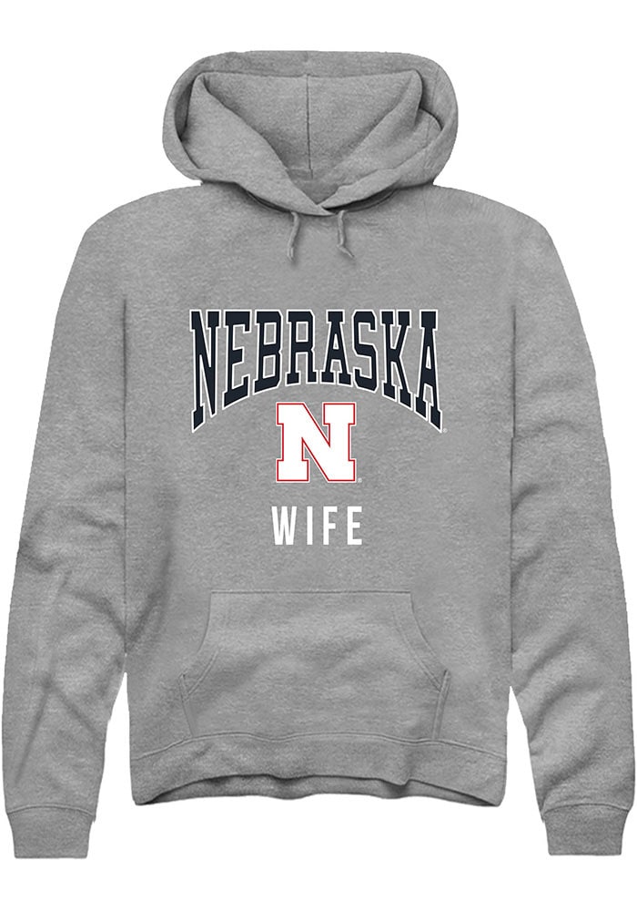 Nebraska Cornhuskers Mens Grey Wife Long Sleeve Hoodie