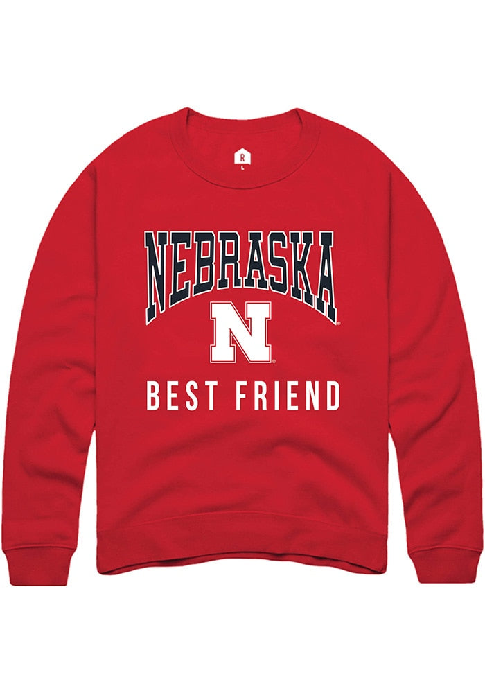 Nebraska Cornhuskers Mens Red Best Friend Long Sleeve Crew Sweatshirt