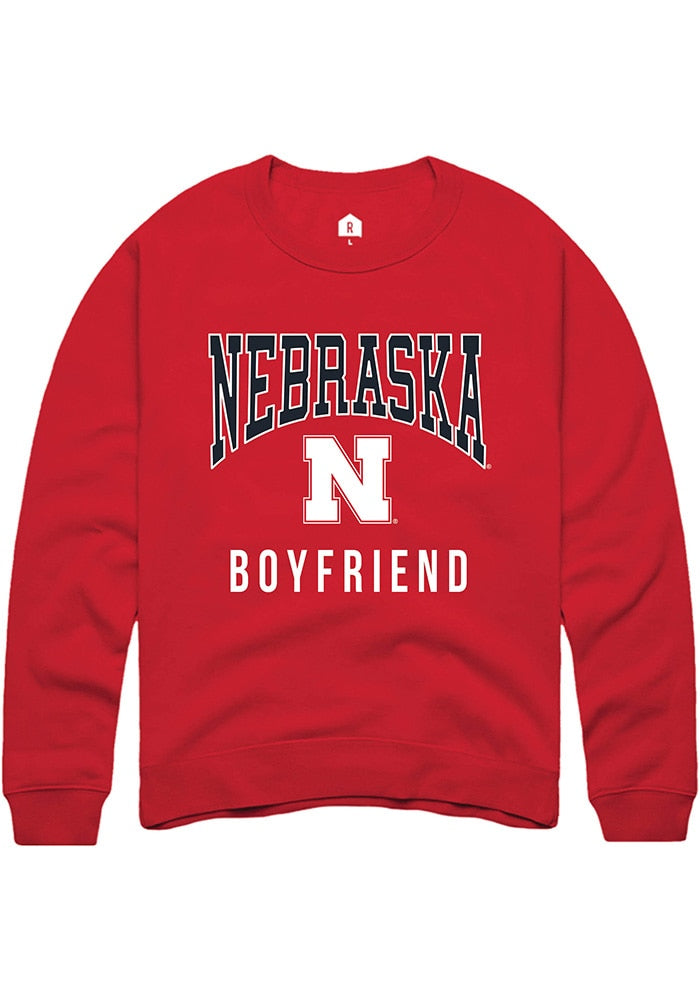 Nebraska Cornhuskers Mens Red Boyfriend Long Sleeve Crew Sweatshirt