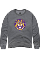 LSU Tigers Mens Grey Alt Logo Long Sleeve Crew Sweatshirt