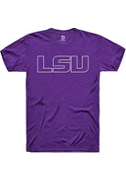 LSU Tigers Purple Outlined Primary Logo Short Sleeve T-Shirt