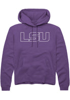 LSU Tigers Mens Purple Outlined Primary Logo Long Sleeve Hoodie