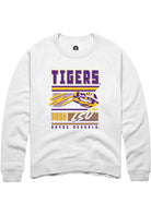 LSU Tigers Mens White Retro Long Sleeve Crew Sweatshirt