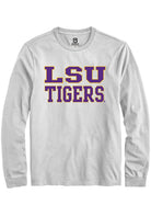 LSU Tigers White Straight Block Long Sleeve T-Shirt
