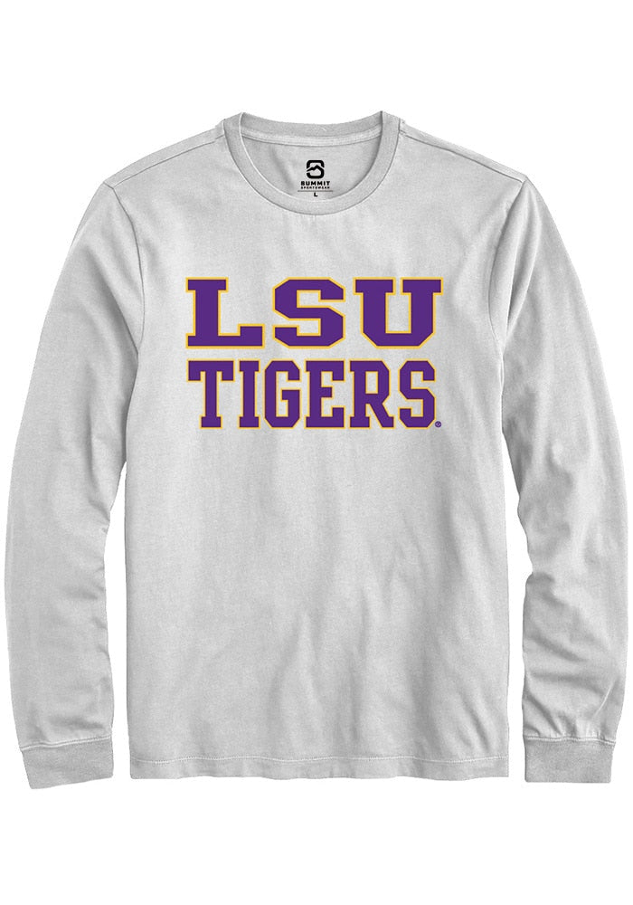 LSU Tigers White Straight Block Long Sleeve T-Shirt