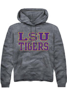 LSU Tigers Mens Charcoal Straight Block Long Sleeve Hoodie