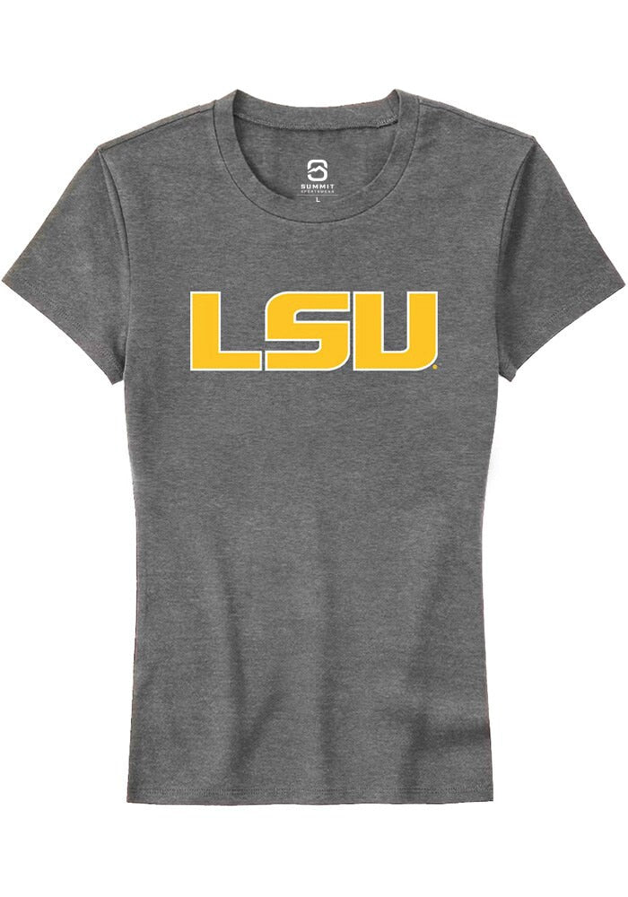 LSU Tigers Womens Grey Primary Logo Short Sleeve T-Shirt
