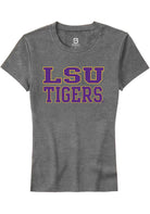 LSU Tigers Womens Grey Straight Block Short Sleeve T-Shirt