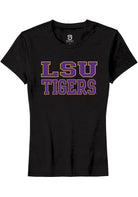 LSU Tigers Womens Black Straight Block Short Sleeve T-Shirt