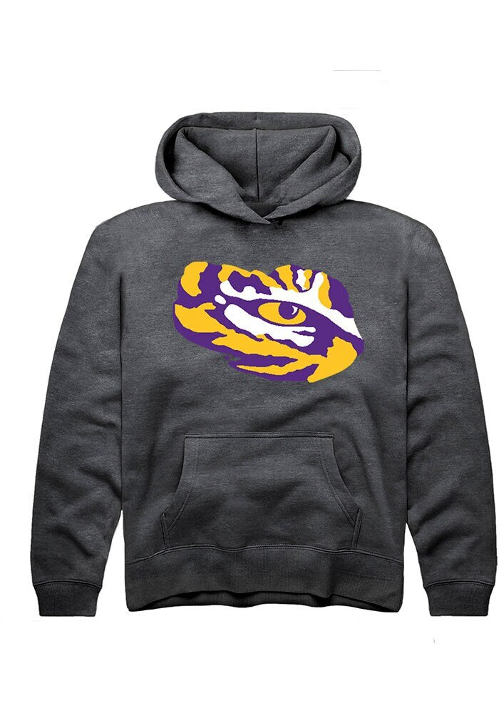 LSU Tigers Youth Charcoal Alt Logo Long Sleeve Hoodie