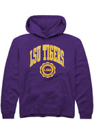 LSU Tigers Youth Purple Arch Seal Long Sleeve Hoodie