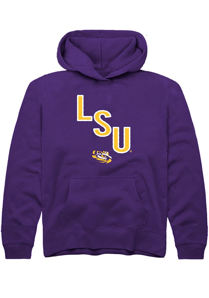 LSU Tigers Youth Purple Diagonal Long Sleeve Hoodie