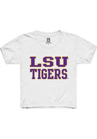 LSU Tigers Youth White Straight Block Short Sleeve T-Shirt
