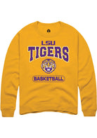 LSU Tigers Mens Gold Basketball Long Sleeve Crew Sweatshirt