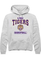 LSU Tigers Mens White Basketball Long Sleeve Hoodie