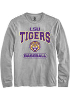 LSU Tigers Grey Baseball Long Sleeve T-Shirt