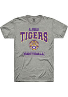 LSU Tigers Grey Softball Short Sleeve T-Shirt