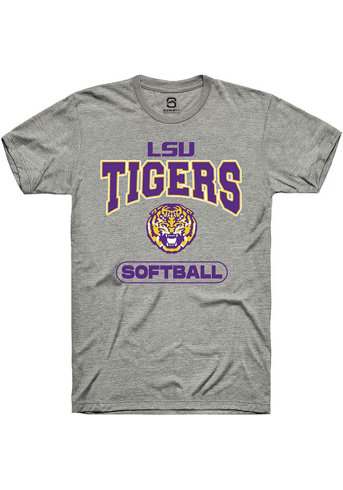 LSU Tigers Grey Softball Short Sleeve T-Shirt