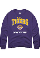 LSU Tigers Mens Purple Golf Long Sleeve Crew Sweatshirt