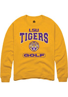 LSU Tigers Mens Gold Golf Long Sleeve Crew Sweatshirt