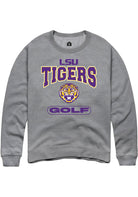 LSU Tigers Mens Grey Golf Long Sleeve Crew Sweatshirt
