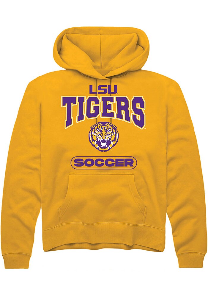 LSU Tigers Mens Gold Soccer Long Sleeve Hoodie