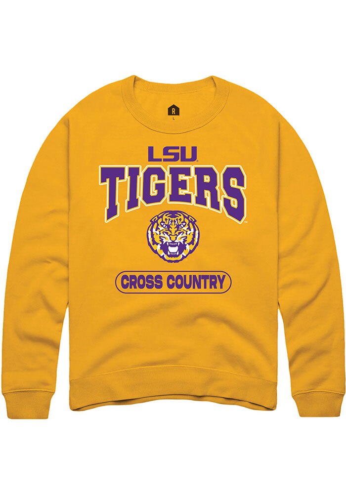 LSU Tigers Mens Gold Cross Country Long Sleeve Crew Sweatshirt