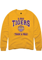 LSU Tigers Mens Gold Track & Field Long Sleeve Crew Sweatshirt