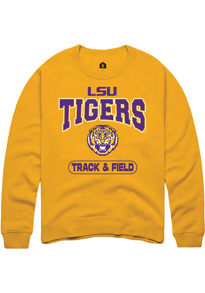 LSU Tigers Mens Gold Track & Field Long Sleeve Crew Sweatshirt