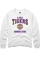 LSU Tigers Mens White Swimming & Diving Long Sleeve Crew Sweatshirt