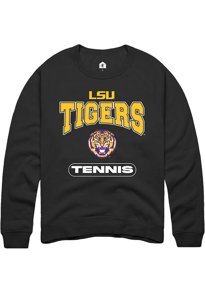 LSU Tigers Mens Black Tennis Long Sleeve Crew Sweatshirt