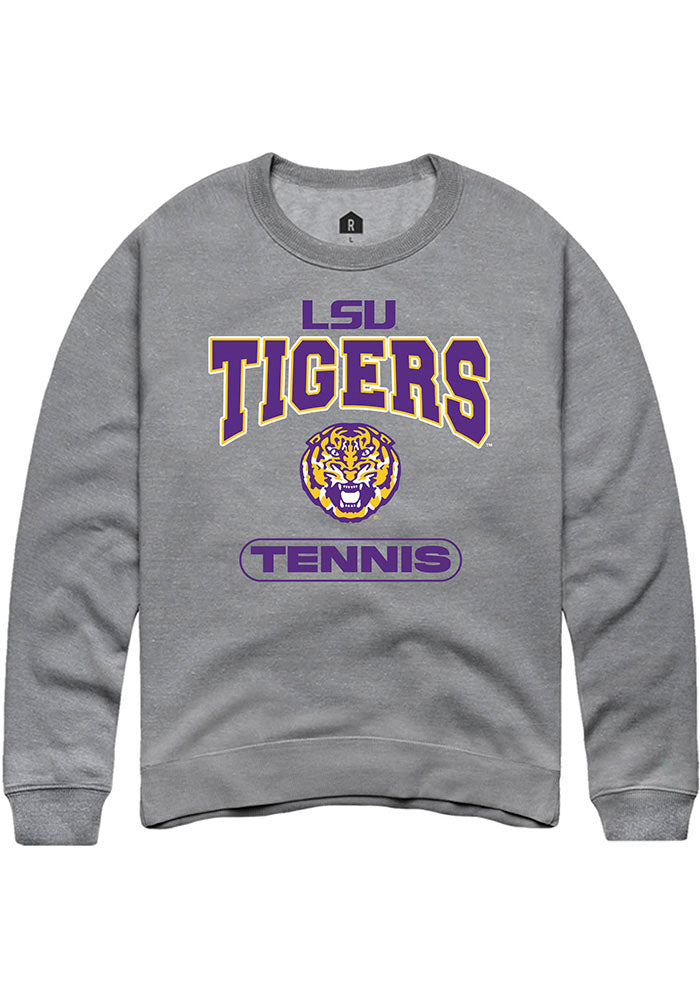 LSU Tigers Mens Grey Tennis Long Sleeve Crew Sweatshirt