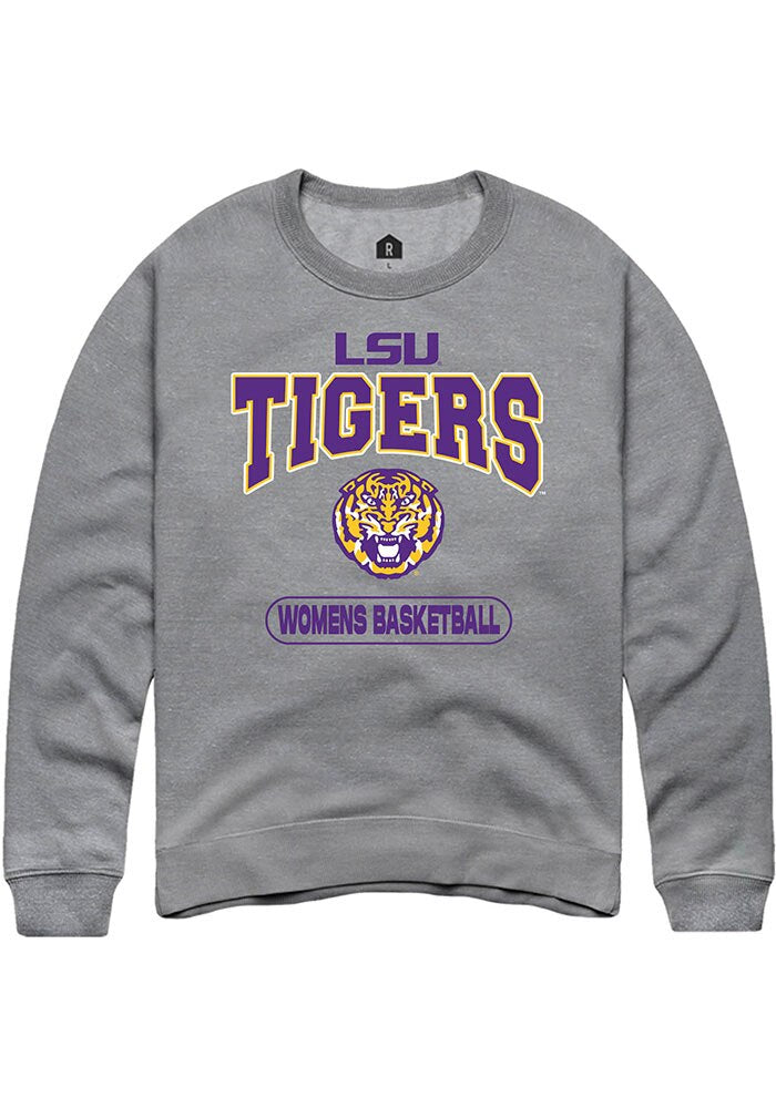 LSU Tigers Mens Grey Womens Basketball Long Sleeve Crew Sweatshirt