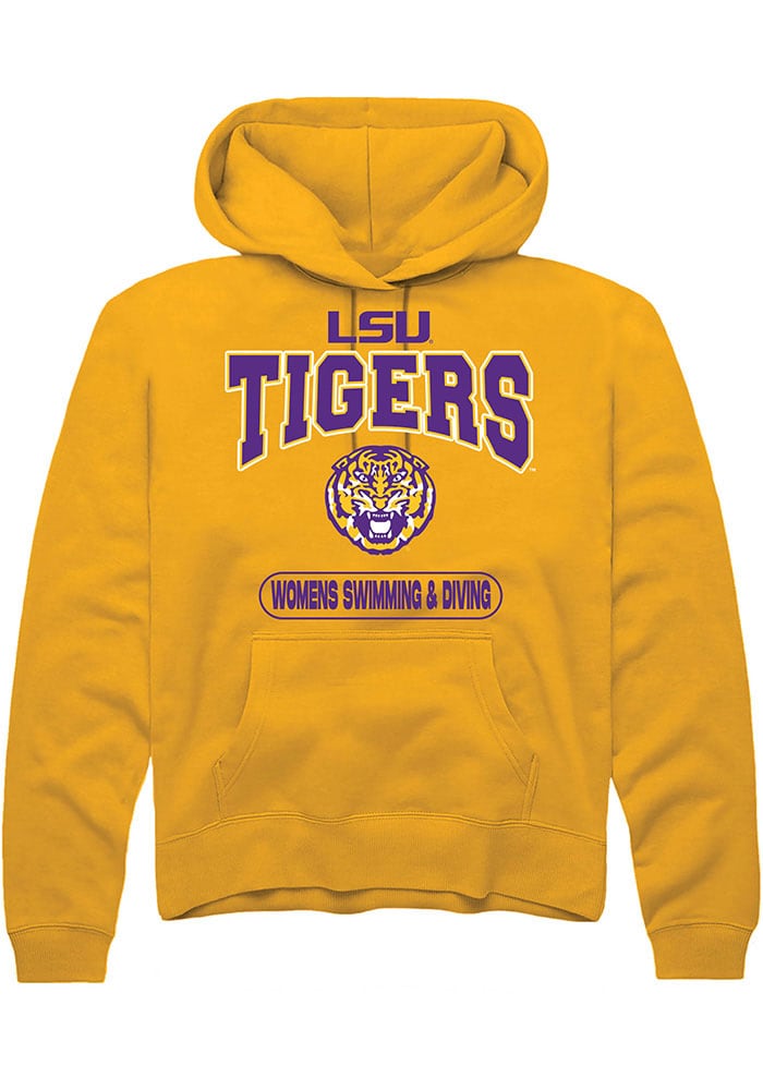 LSU Tigers Mens Gold Womens Swimming & Diving Long Sleeve Hoodie