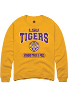 LSU Tigers Mens Gold Womens Track & Field Long Sleeve Crew Sweatshirt