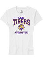 LSU Tigers Womens White Gymnastics Short Sleeve T-Shirt