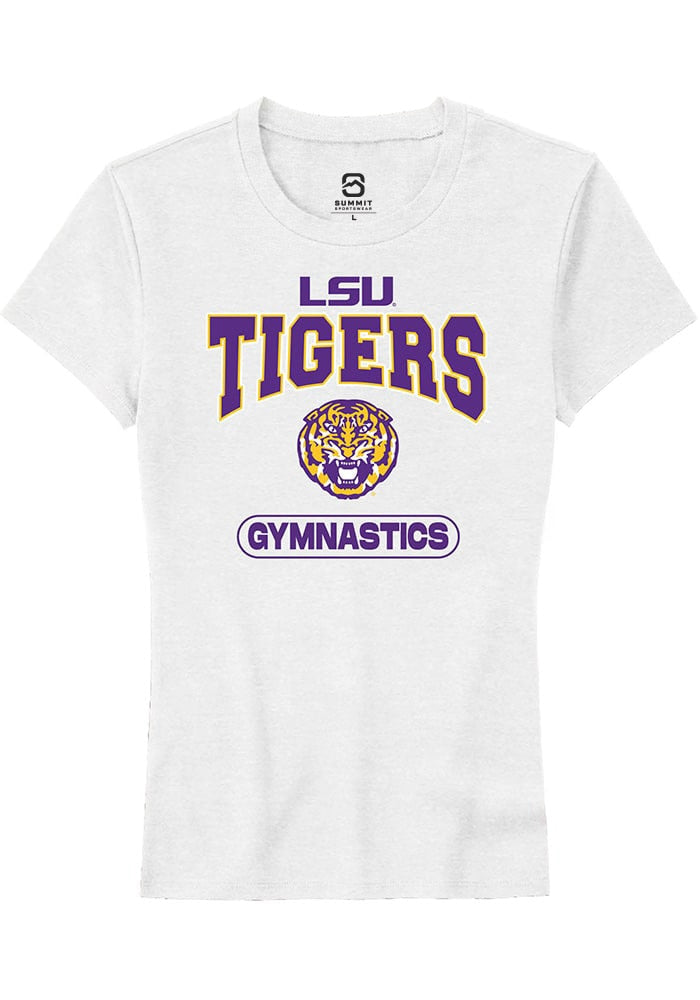 LSU Tigers Womens White Gymnastics Short Sleeve T-Shirt