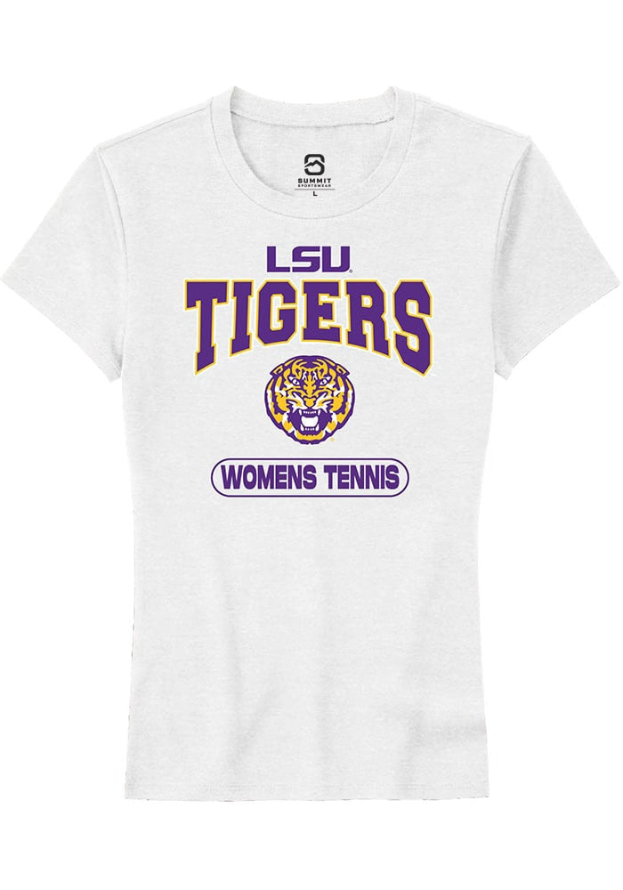 LSU Tigers Womens White Womens Tennis Short Sleeve T-Shirt